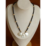Midnight Petals Mother-of-Pearl & Black Agate Beaded Necklace - floysun