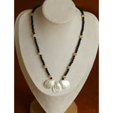 Midnight Petals Mother-of-Pearl & Black Agate Beaded Necklace - floysun