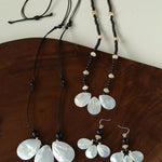 Midnight Petals Mother-of-Pearl & Black Agate Beaded Necklace - floysun