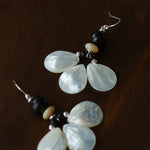 Midnight Petals Mother-of-Pearl & Ebony Wood Drop Earrings - floysun