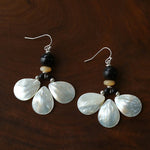 Midnight Petals Mother-of-Pearl & Ebony Wood Drop Earrings - floysun
