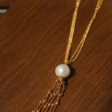 Midnight Tassel Gold Chain Necklace - floysun