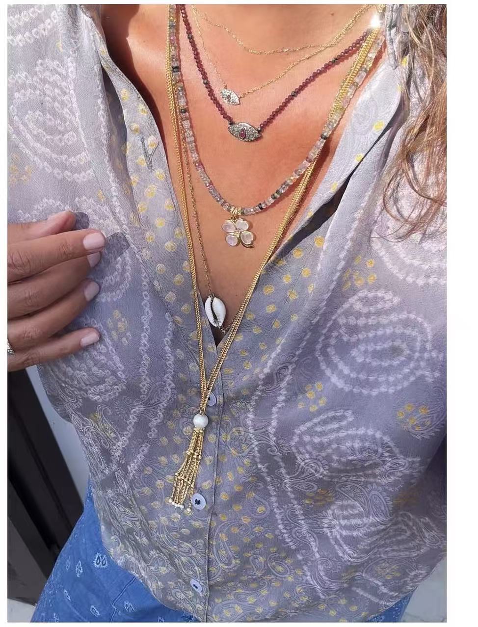 Midnight Tassel Gold Chain Necklace - floysun