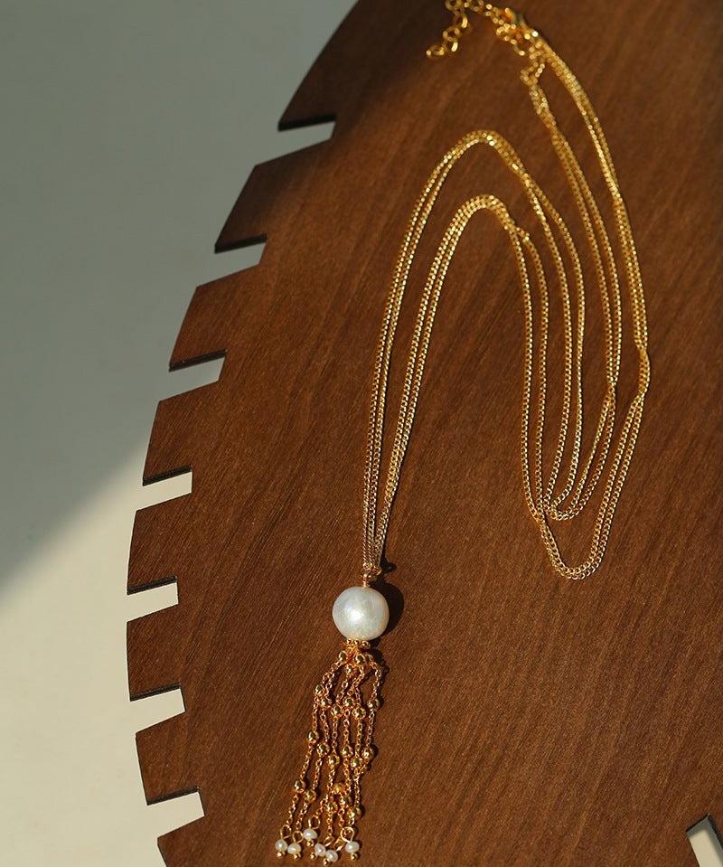 Midnight Tassel Gold Chain Necklace - floysun