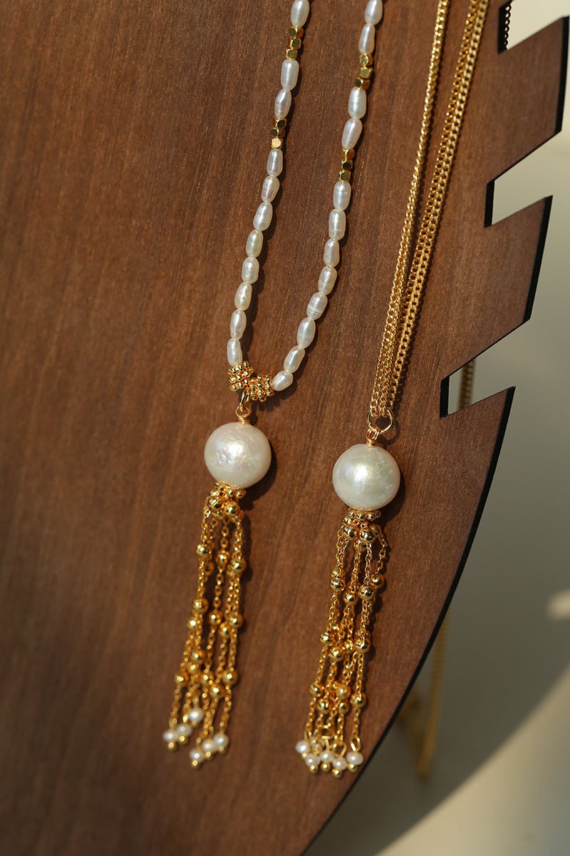 Midnight Tassel Gold Chain Necklace - floysun