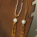 Midnight Tassel Gold Chain Necklace - floysun