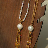 Midnight Tassel Gold Chain Necklace - floysun