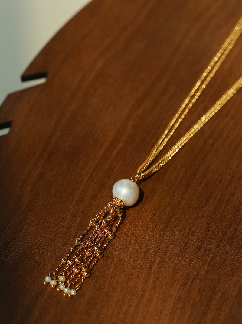 Midnight Tassel Gold Chain Necklace - floysun