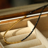 Mini Asymmetrical Black Spinel Beaded Bracelet