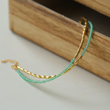 Mini Beaded Asymmetrical Green Agate Bracelet