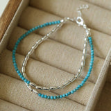 Mini Beaded Asymmetrical Blue Turquoise Bracelet