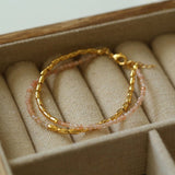 Mini Beaded Asymmetrical Champagne Color Bead Bracelet