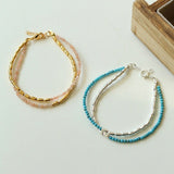 Mini Beaded Asymmetrical Champagne Color Bead Bracelet