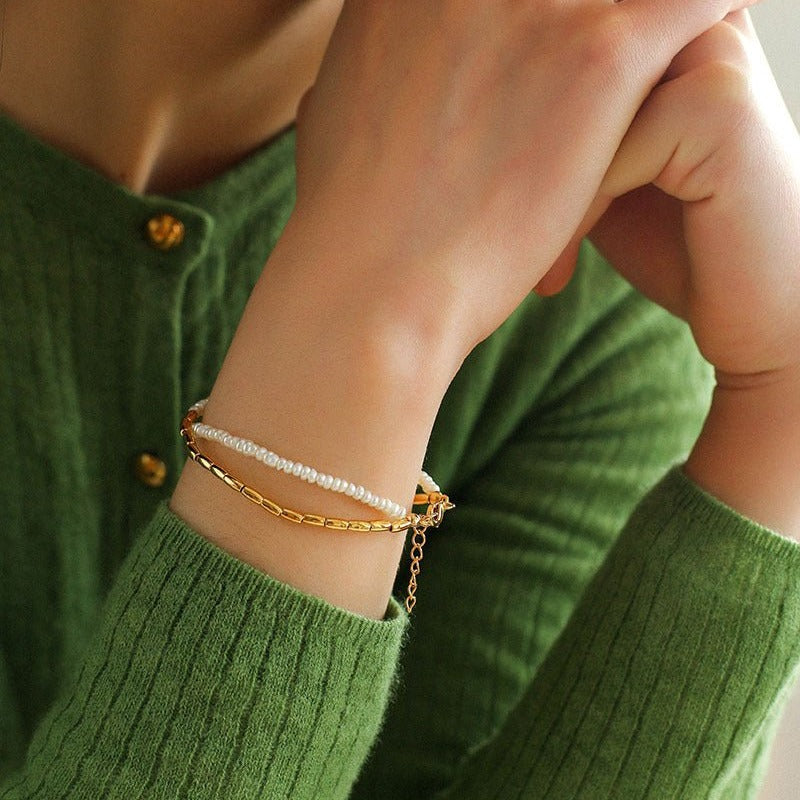 Mini Beaded Asymmetrical Pearl Bead Bracelet