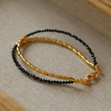 Mini Asymmetrical Black Spinel Beaded Necklace