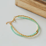 Mini Beaded Asymmetrical Green Agate Bracelet