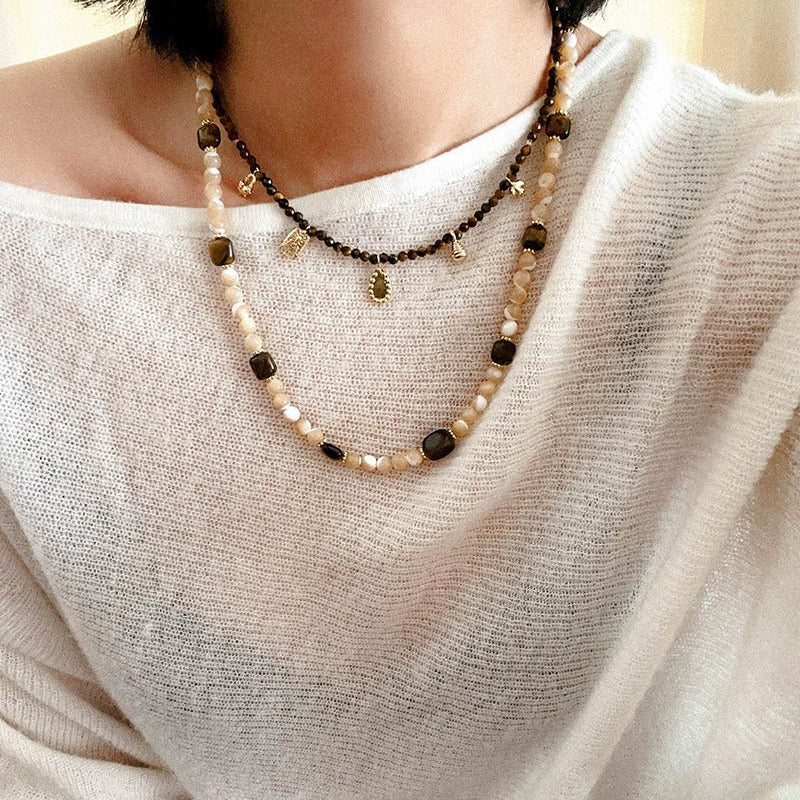 Mini Faceted Tiger’s Eye Pendant Necklace - floysun