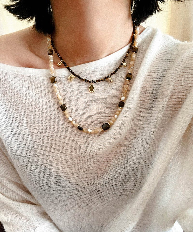 Mini Faceted Tiger’s Eye Pendant Necklace - floysun
