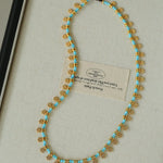 Mini Faceted Turquoise Bead Necklace with Gold Flower Pendant - floysun