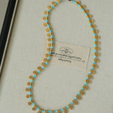 Mini Faceted Turquoise Bead Necklace with Gold Flower Pendant - floysun