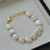 Mini Gold Bead and Square Baroque Pearl Bracelet - floysun
