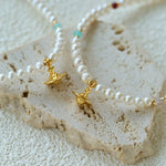 Mini Pearl & Colorful Natural Stone Saturn Charm Beaded Bracelet - floysun