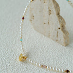 Mini Pearl & Colorful Natural Stone Saturn Pendant Necklace - floysun