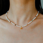 Mini Pearl & Colorful Natural Stone Saturn Pendant Necklace - floysun