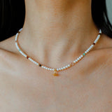 Mini Pearl & Colorful Natural Stone Saturn Pendant Necklace - floysun