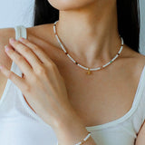 Mini Pearl & Colorful Natural Stone Saturn Pendant Necklace - floysun