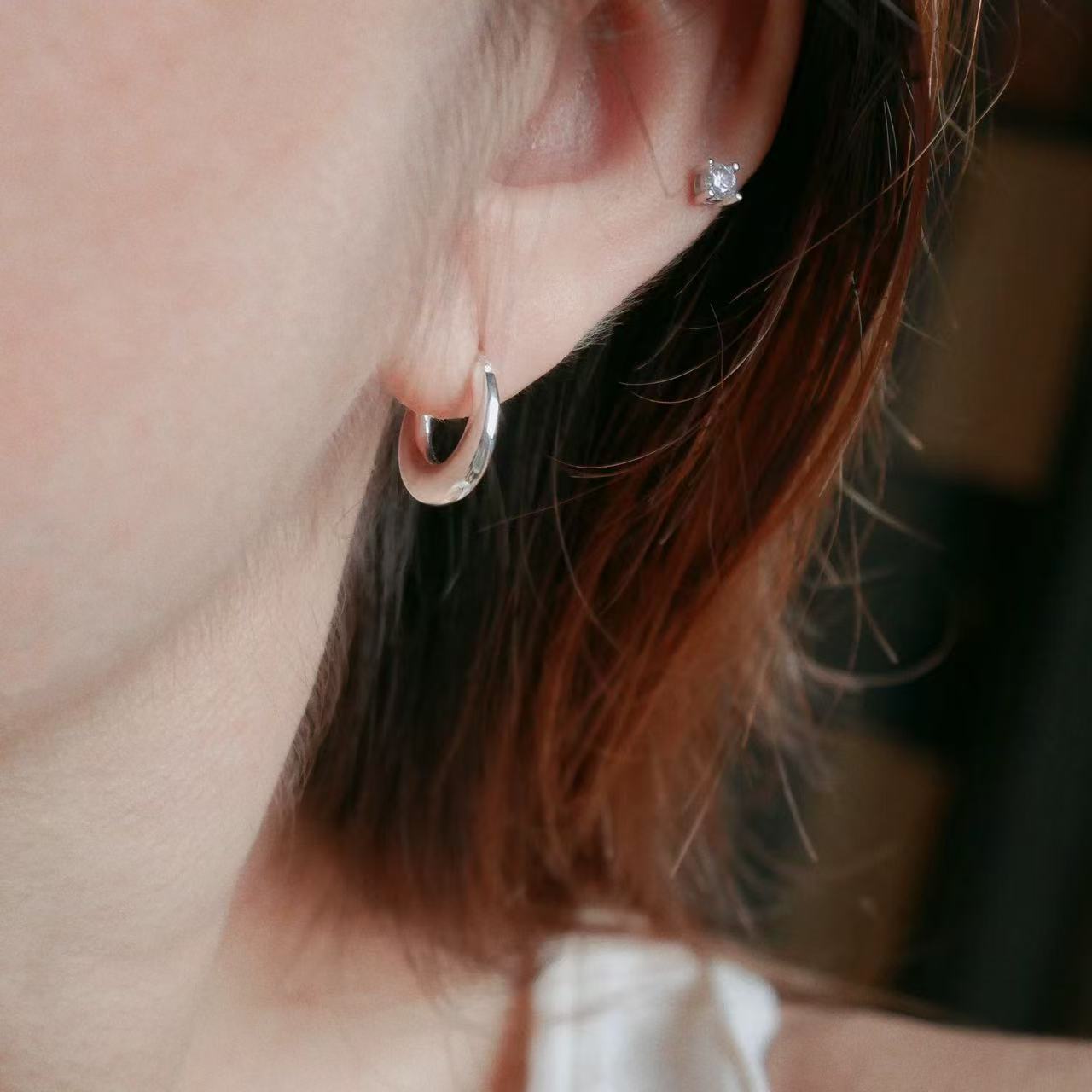 Minimal 925 Silver C Hoop Earrings - floysun