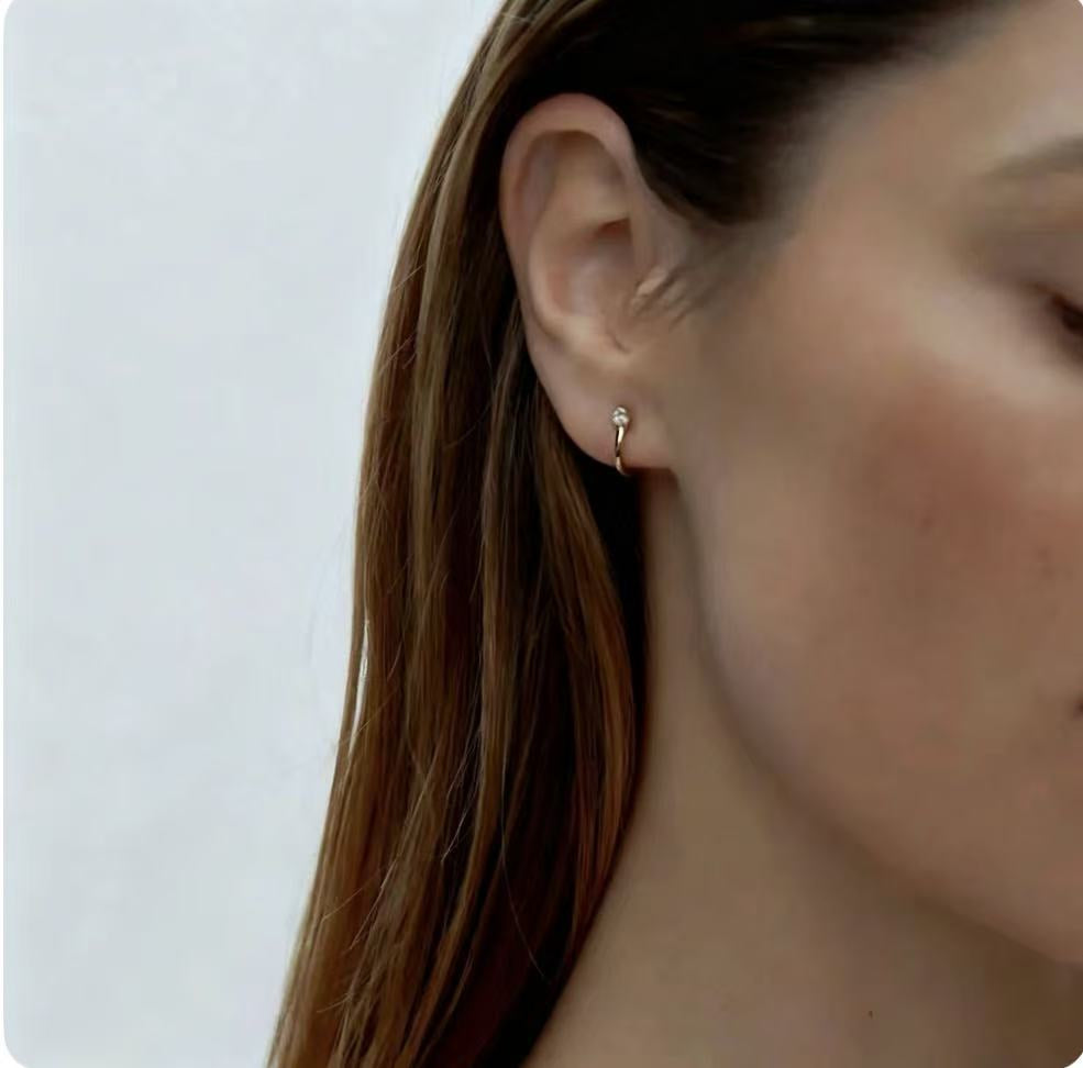 Minimal 925 Silver C Hoop Earrings - floysun