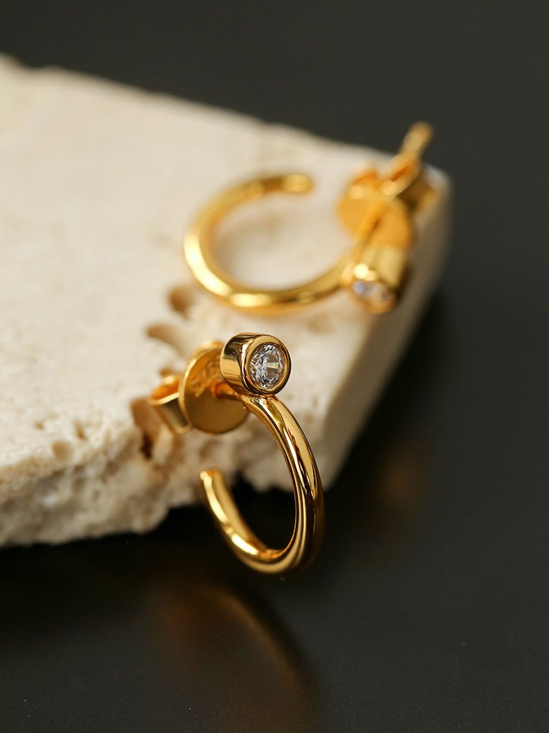 Minimal 925 Silver C Hoop Earrings - floysun