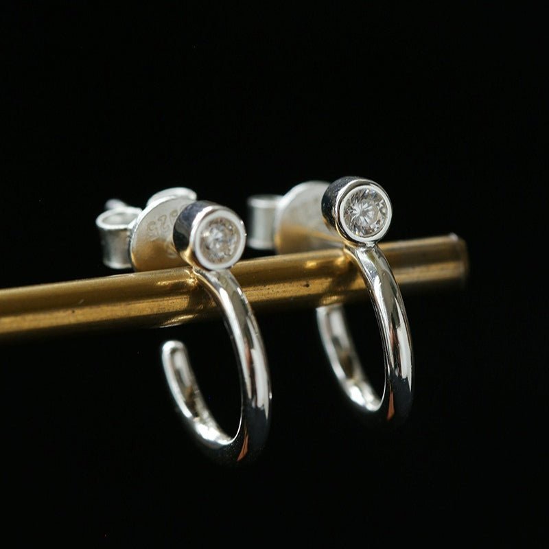 Minimal 925 Silver C Hoop Earrings - floysun
