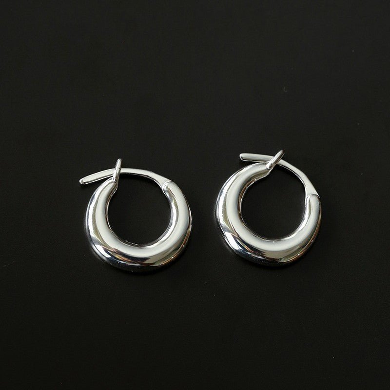 Minimal 925 Silver C Hoop Earrings - floysun