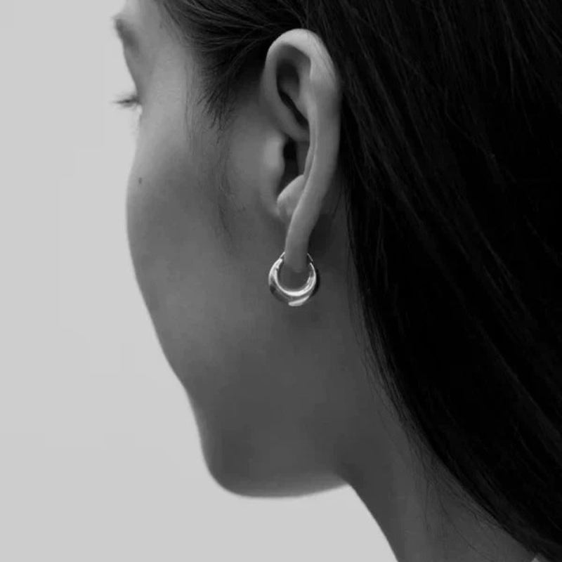 Minimal 925 Silver C Hoop Earrings - floysun