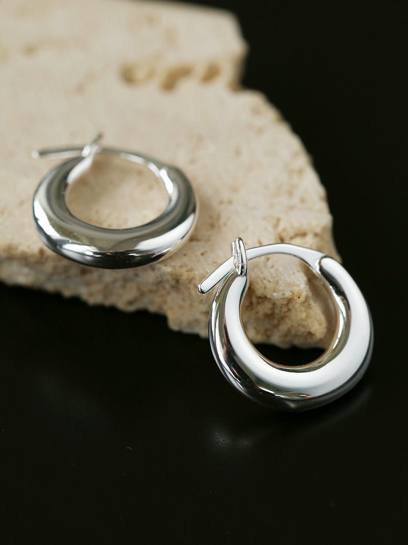 Minimal 925 Silver C Hoop Earrings - floysun