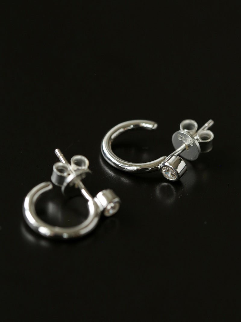 Minimal 925 Silver C Hoop Earrings - floysun