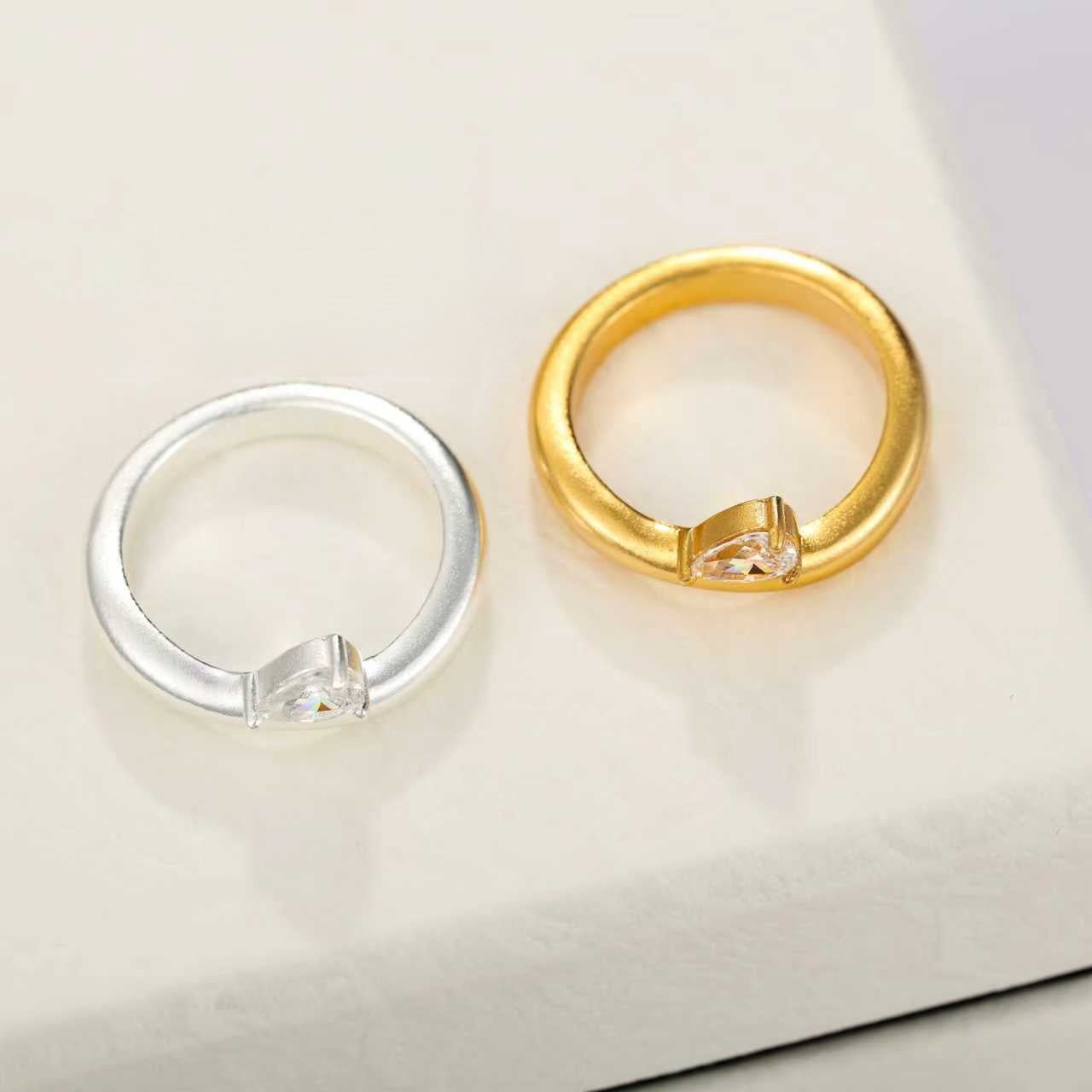 Minimal 925 Silver Teardrop Zircon Ring - floysun