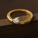Minimal 925 Silver Teardrop Zircon Ring - floysun