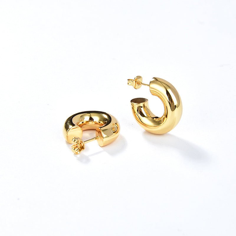 Minimal C - Shaped Hoop Earrings - floysun
