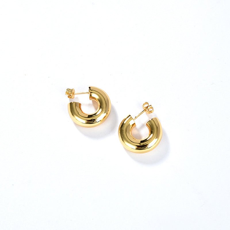 Minimal C - Shaped Hoop Earrings - floysun
