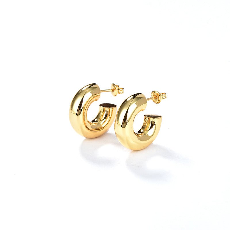 Minimal C - Shaped Hoop Earrings - floysun