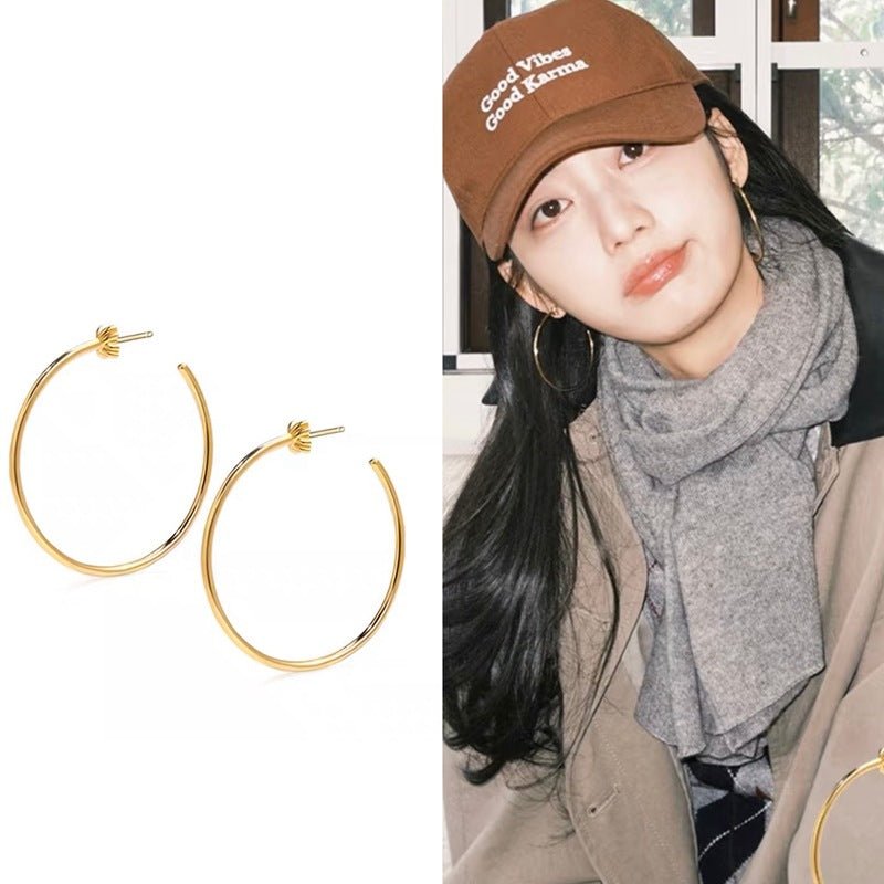 Minimal Cross Design Sterling Silver Hoop Earrings - floysun