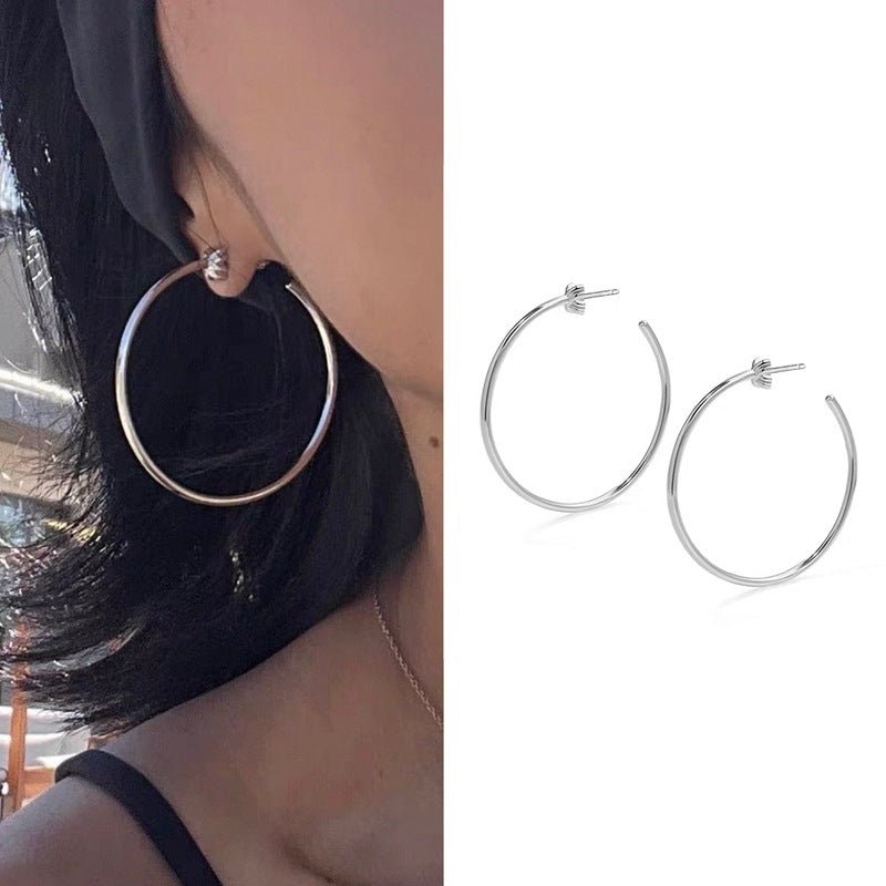Minimal Cross Design Sterling Silver Hoop Earrings - floysun