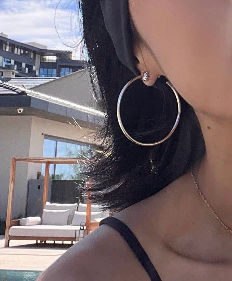 Minimal Cross Design Sterling Silver Hoop Earrings - floysun