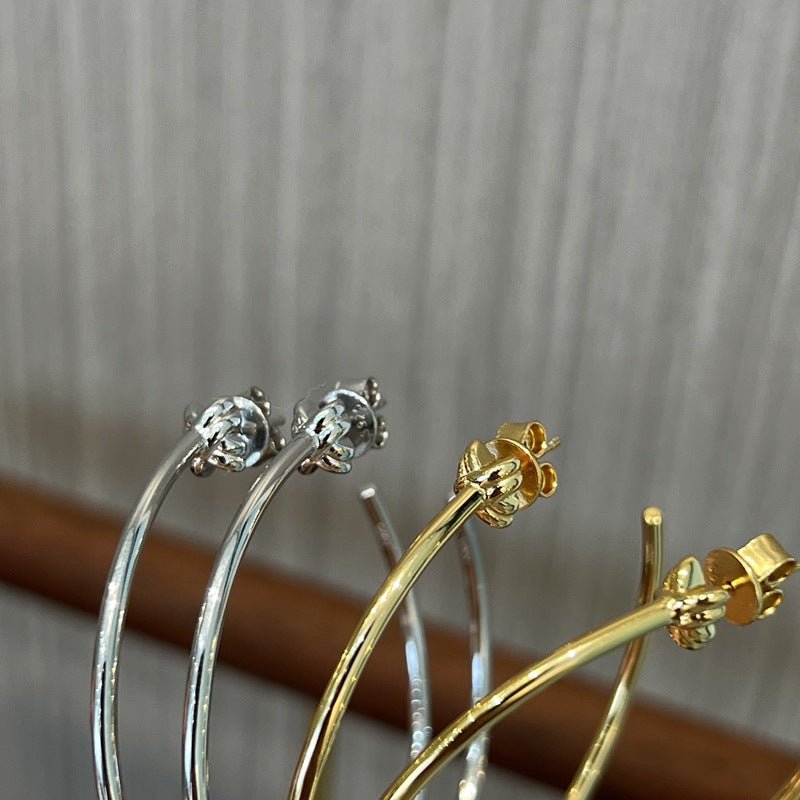 Minimal Cross Design Sterling Silver Hoop Earrings - floysun