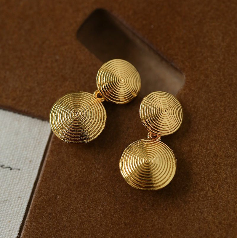 Minimal Double Circle Textured Stud Earrings - floysun