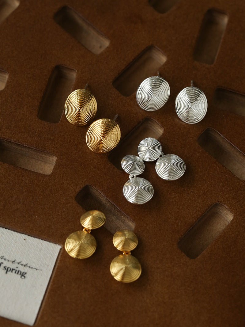 Minimal Double Circle Textured Stud Earrings - floysun