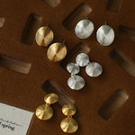 Minimal Double Circle Textured Stud Earrings - floysun